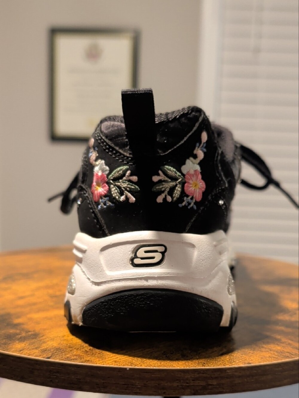 Skechers Black Floral Accent Lace-Up Walk Sneaker - Picture 4 of 11